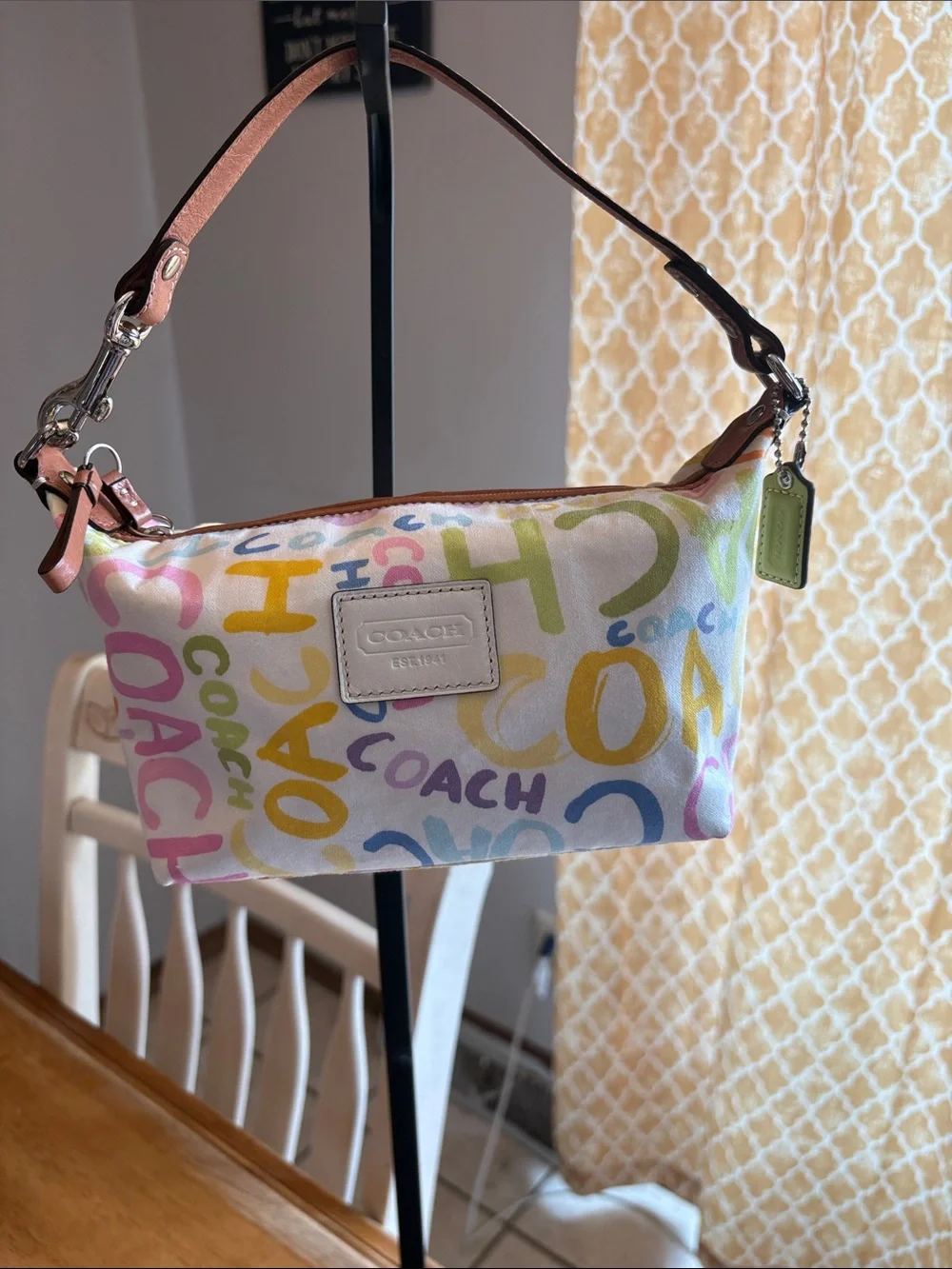 Coach Pastel Multicolor Graffiti Mini with Tan Strap